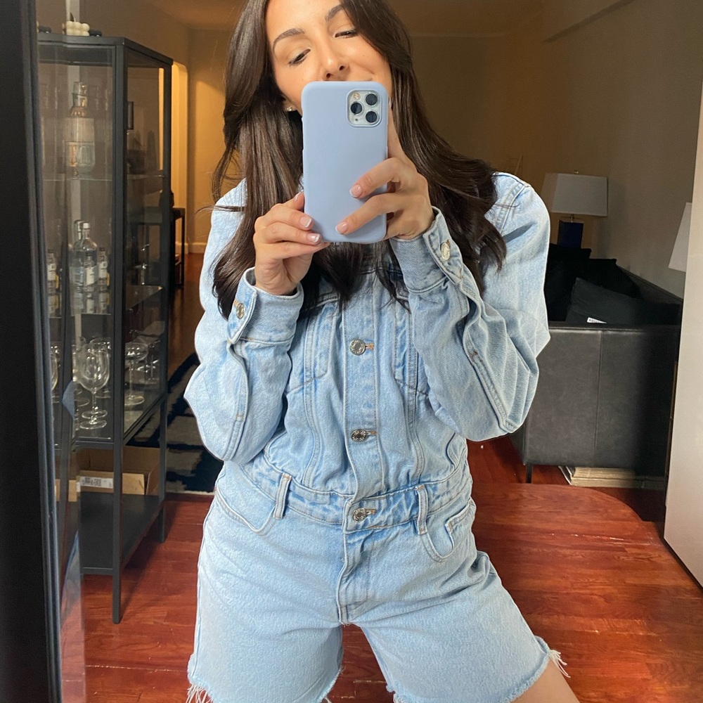Zara Long Sleeve Denim Romper